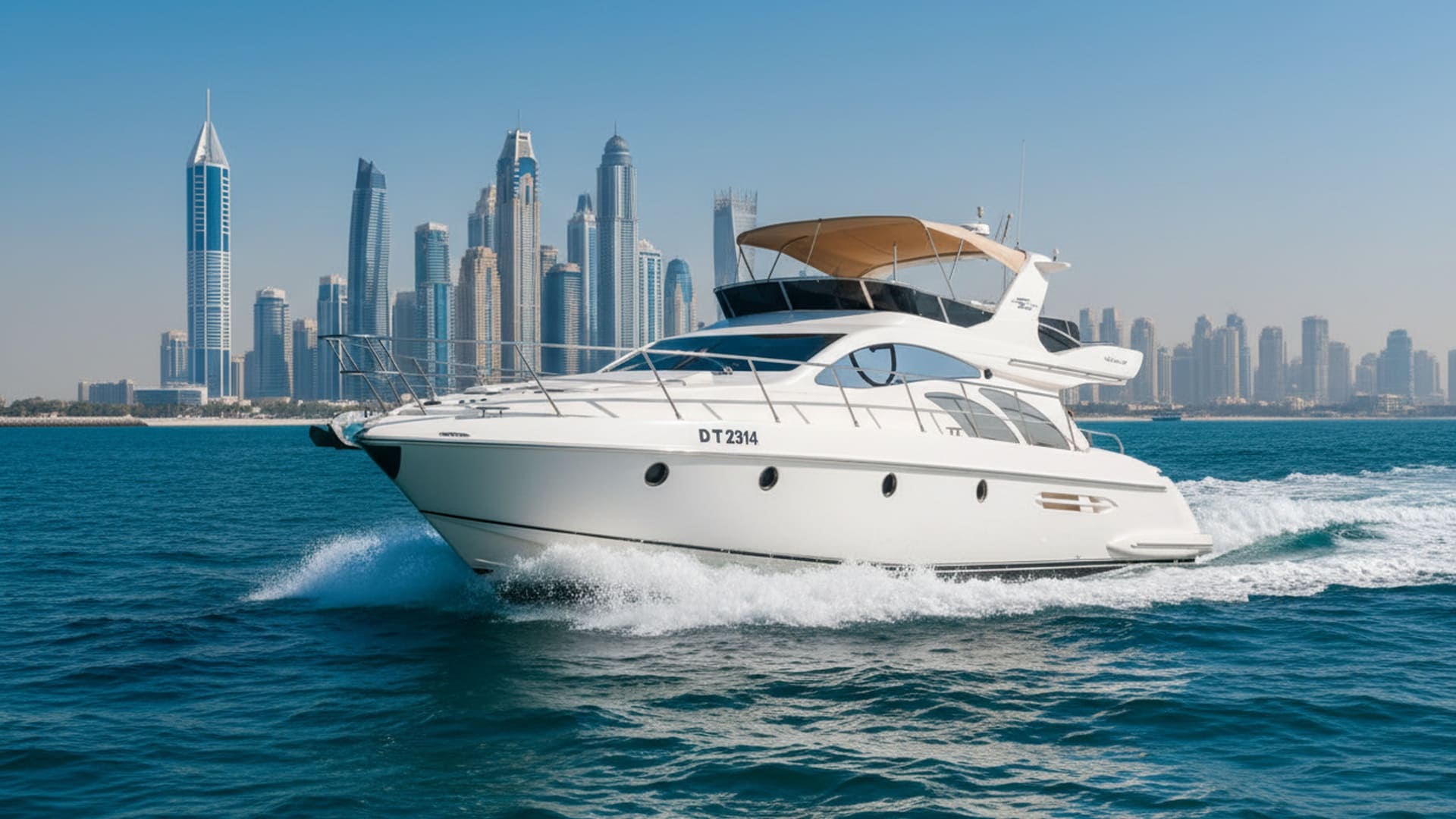 Silver Crown 50 ft luxury yacht rental Dubai Marina