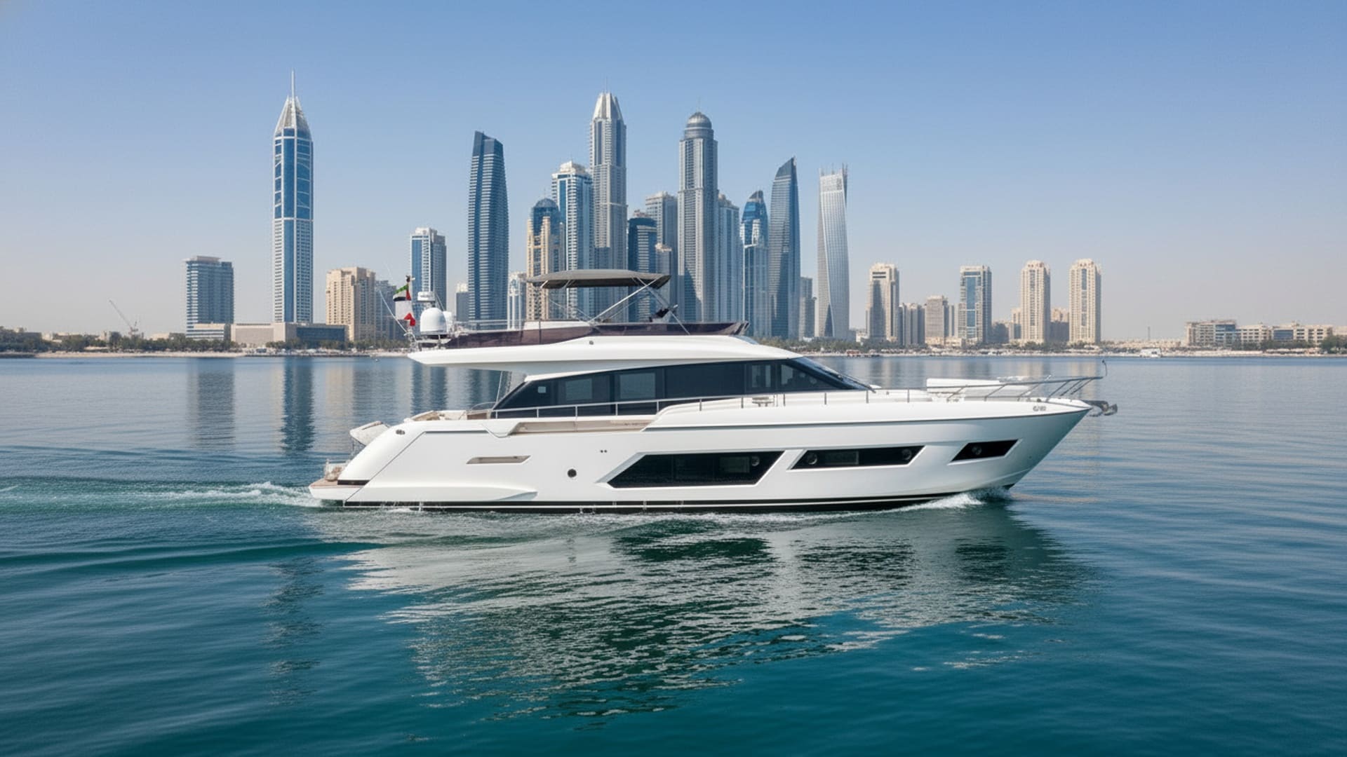 Horizon Wave 67 ft aerial view, luxury yacht rental Dubai