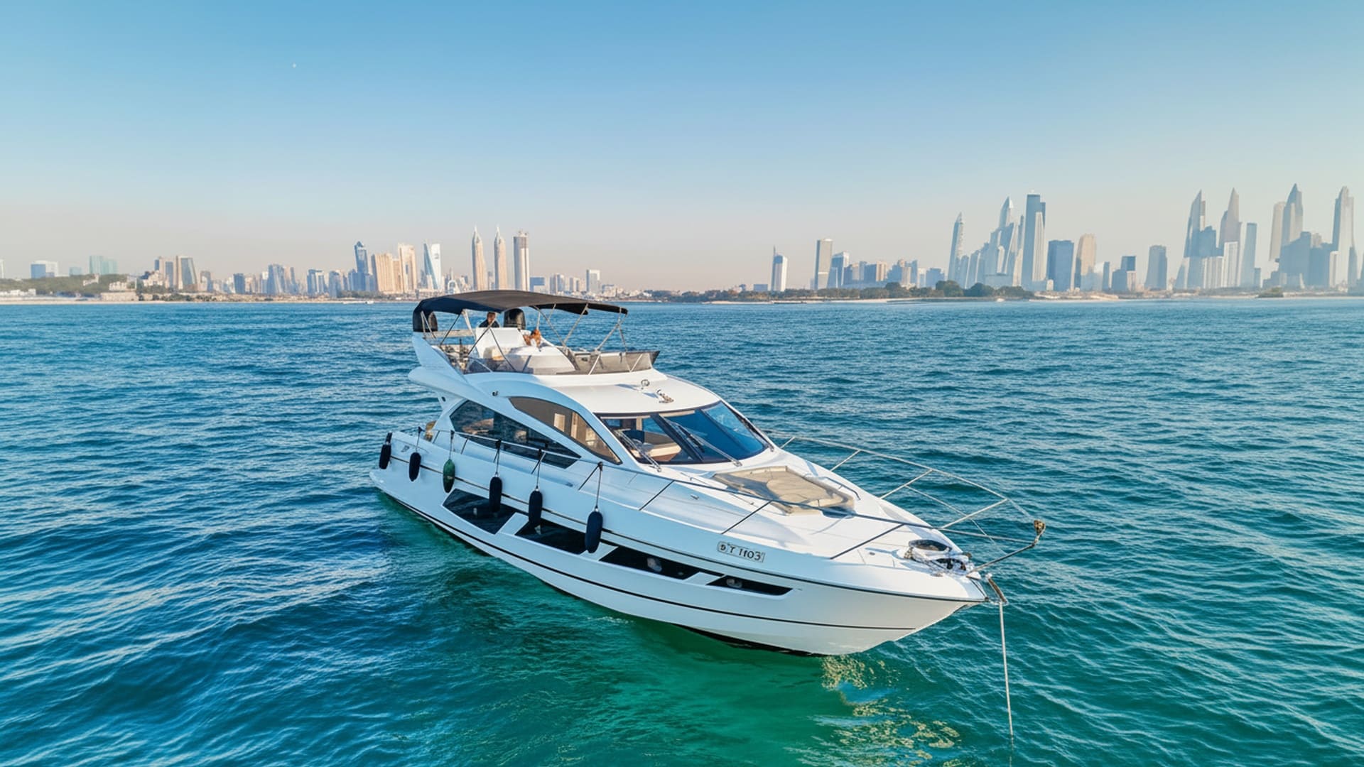 Crystal Breeze 65 ft luxury yacht cruising Dubai Marina